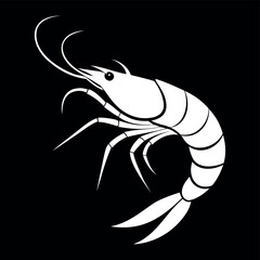 Shrimp fish silhouette vector illustration Black Color Isolated on a white background