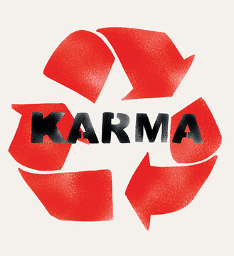 Naklejki KARMA slogan with red recycle sign, Vector, Graphic Design