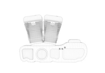 Motorcycle engine on white background.