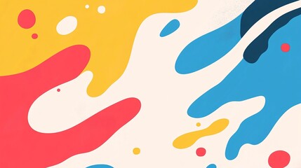 Vibrant abstract background with colorful fluid shapes in red, yellow, and blue.