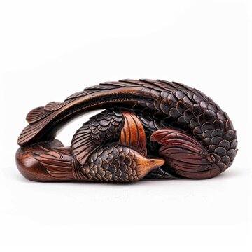 Medium shot of netsuke, isolated on a white background 