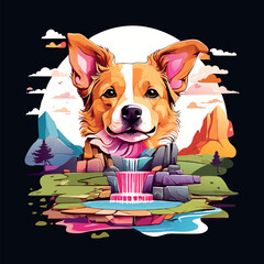 Dog T-shirt Design, a cute pug head, dog head.