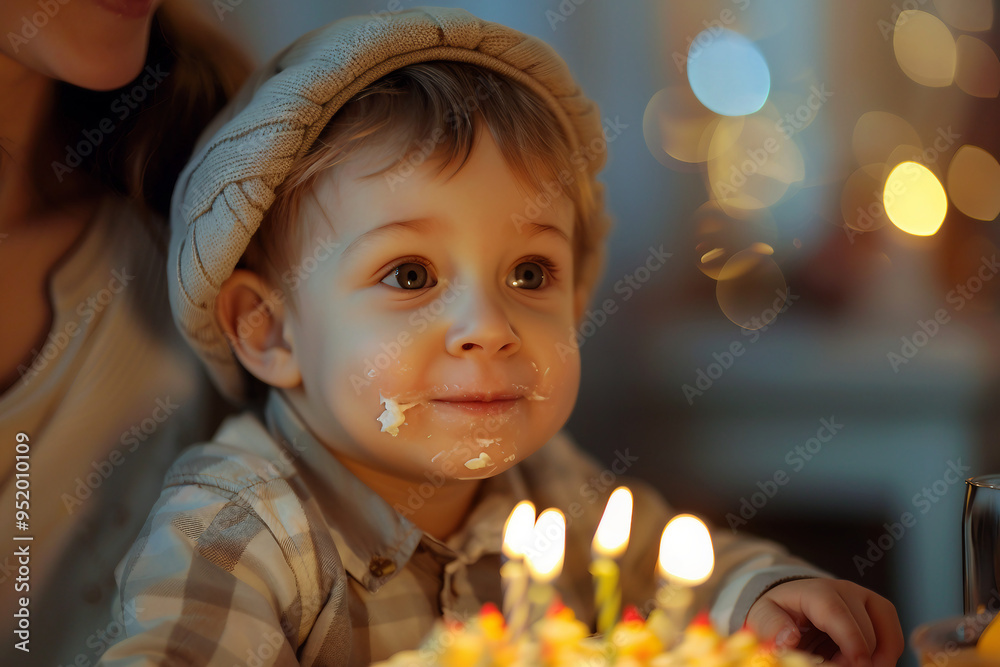 Canvas Prints happy family celebrating baby birthday party generative ai