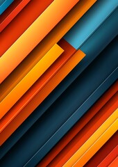 Obraz premium Abstract geometric pattern with orange, red, blue, and black stripes.