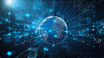 Fototapeta premium Exploring the Digital Universe with Global Connections and Futuristic Technology