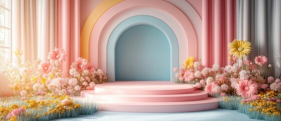 Chic birthday live room with a fresh pink