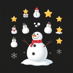 Fototapeta premium merry christmas icon set new design