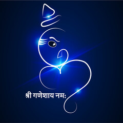 Ganesh Chaturthi background. hand draw lord Ganesh Vector, glowing lord ganesh bg, banner of ganesha