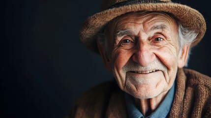63. An elderly person showing pride with a dignified smile and proud posture
