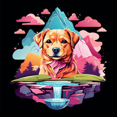 Dog T-shirt Design, a cute pug head, dog head.