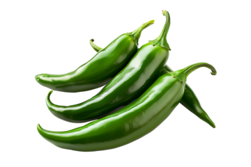 Green Serrano Chili Pepper isolated on a white background.