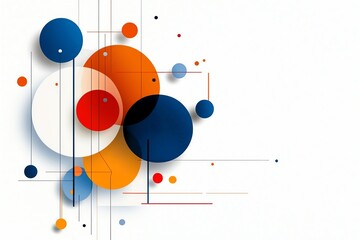 Obraz premium Abstract geometric design with colorful circles and lines on a white background.