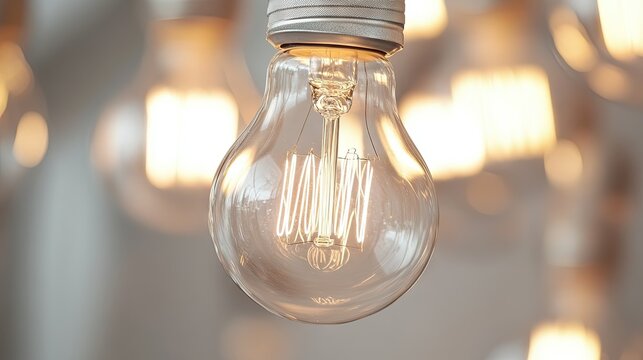 A close-up of a halogen light bulb with a clear glass casing, showing the intense brightness and the compact design of the bulb in a professional setting. - Powered by Adobe