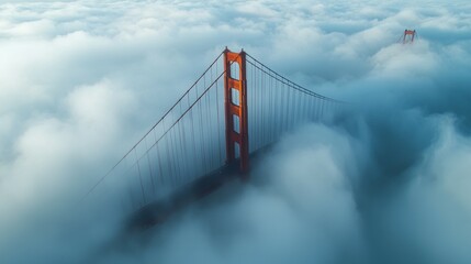 Fototapeta premium Golden Gate Bridge Emerging From Clouds