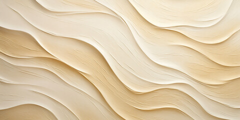 Abstract paint texture background with waves and lines in beige or cream or ivory and gold colours. Beautiful elegant backdrop or wallpaper template. 