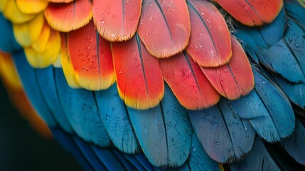 Colorful Parrot Feathers Closeup Texture Background