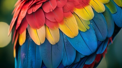 Obraz premium Vibrant Parrot Feathers Close Up Texture