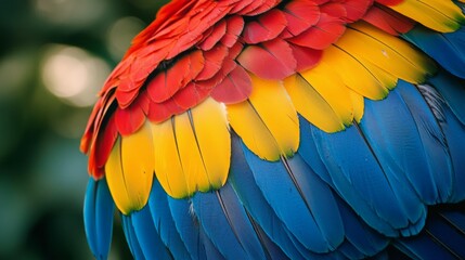 Fototapeta premium Colorful Parrot Feathers Close Up Texture Background