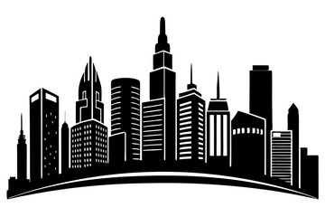 Modern City Skyline Skyscrapers silhouette vector illustration