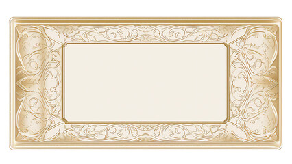 Gold gilt antique style picture frame mount with an empty blank canvas for use as a border for an artwork or document, png file cut out and isolated on a transparent background, stock illustration