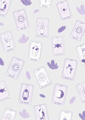 Witch tarot, crystals cover background groovy in vintage modern style. Mystical cover paper design. Esoteric cover paper element witchcraft. 70s, 80s