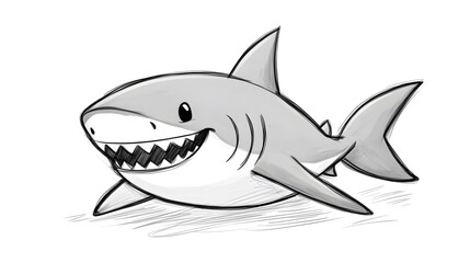 Fototapeta premium Cute Cartoon Shark Character Illustration
