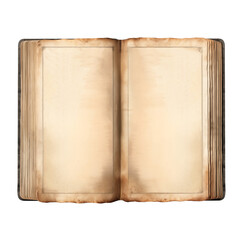 Open ancient book with blank pages, isolated on white background. Generative AI. 