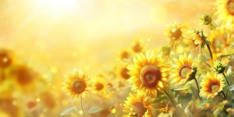 field of sunflowers background sun and sunflower