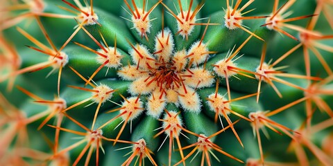 Close-up of a vibrant and powerful cactus plant in the desert, prickly, green, succulent, spiky, sharp, nature, desert 