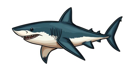 Obraz premium Cartoon Great White Shark Illustration