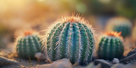 Small cactus blooms with vitality in the desert 