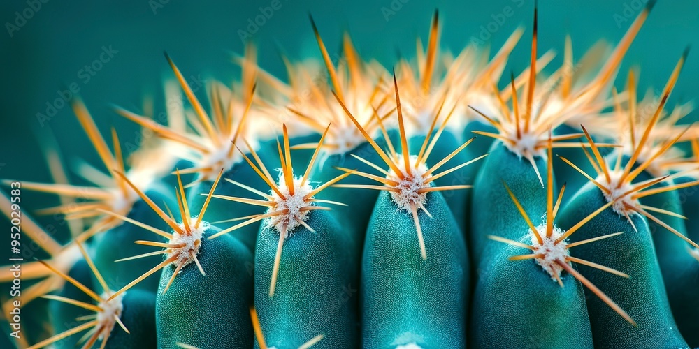 Wall mural close-up of cactus plant surface with sharp needles