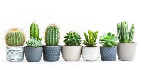 cactus succulents potted plant isolated on white background 