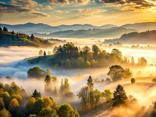 airy morning mistscape