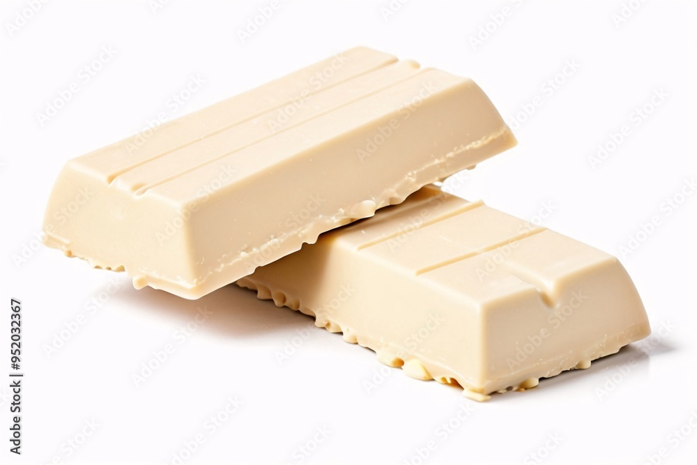 Wall mural Two white chocolate bars isolated on white background.