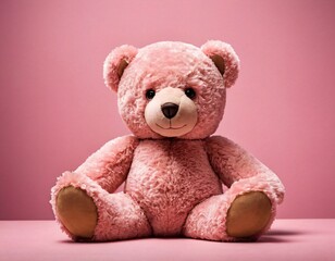 Obraz premium Lovely pink bear doll. Adorable Pink bear for decorative. Ai generated image