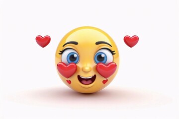 3D Emoji with Hearts, Love, Happiness.