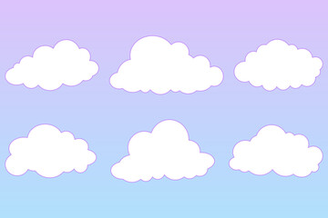 set of vector clouds on gradient background