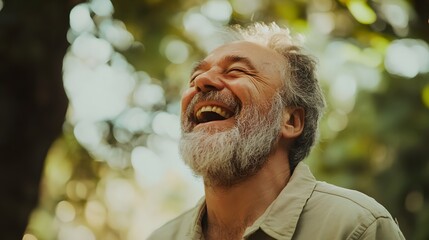 34. A middle-aged person demonstrating relief with a sigh and a relaxed smile