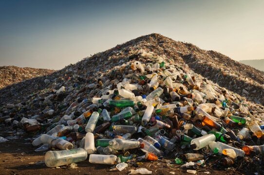 Mountain of plastic waste highlighting environmental pollution