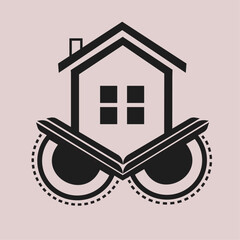 owl Home logo vector in modern logo design. owl time creative icon logo design.