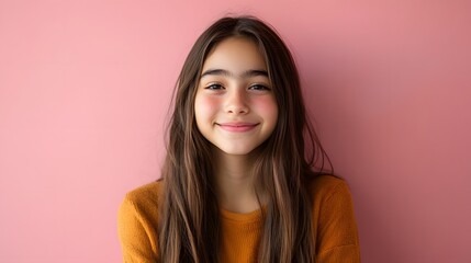 Fototapeta premium 37. A teenager demonstrating calm with a soft smile and relaxed demeanor