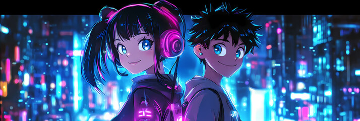 Cute Gamer Girl in Anime Manga Style: Adorable Illustration