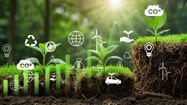 Circular economy concept for future business growth and environmental sustainability and reduce pollution.Net zero and carbon neutral concept.Concept day earth Save the world save environment