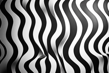 Abstract Black and White Wavy Stripes Pattern