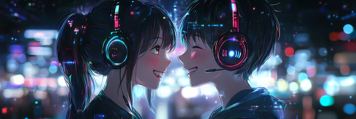 Cute Gamer Girl in Anime Manga Style: Adorable Illustration