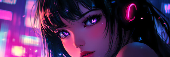 Cute Gamer Girl in Anime Manga Style: Adorable Illustration