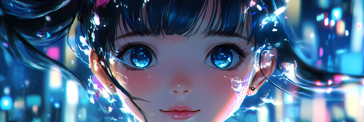 Cute Gamer Girl in Anime Manga Style: Adorable Illustration