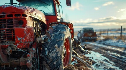 Farm Equipment Collision: A rural intersection saw a tractor with a heavy plow hit a pickup truck, resulting in extensive damage to the truck’s front end.

