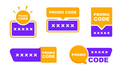 Promo code set. Discount coupon. Promo code template for web marketing. Vector illustration.